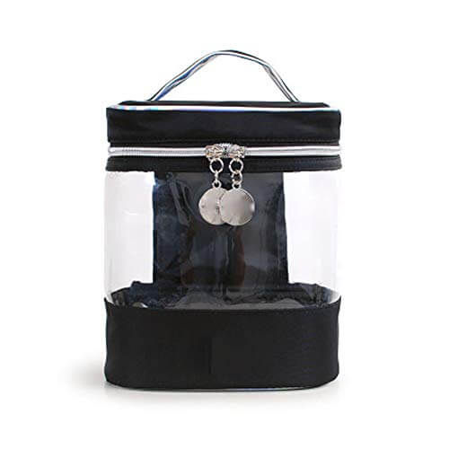 Trousse de toilette de voyage - Grande capacité - Trousse de maquillage transparente - Sac de rangement pour femme (couleur : noir)