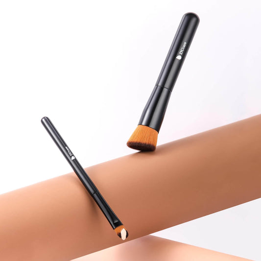 DUcare Lot de 2 pinceau fond de teint pinceaux à fond de teint et anti-cernes pinceau Kabuki synthétiques professionnels pinceaux maquillages pour le mélange liquide,crème ou poudre