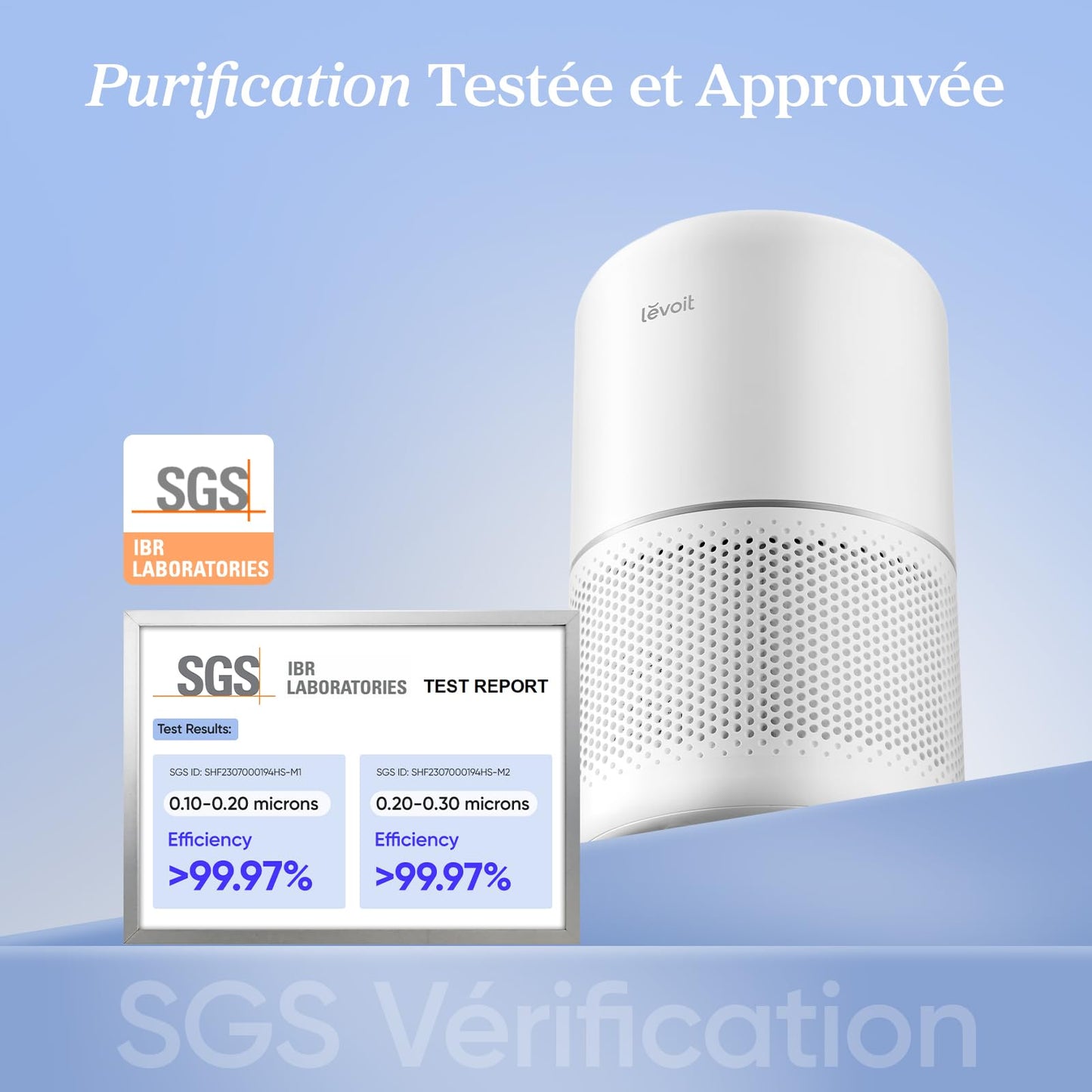 LEVOIT Purificateur d'Air Masion avec HEPA Filtre, CADR 187m³/h, 360° Purifier, 24dB Mode Veille, 100%Sans Ozone, avec 3 Vitesses, Minuterie, Capturer la Fumée Pollen Poussière Core 300