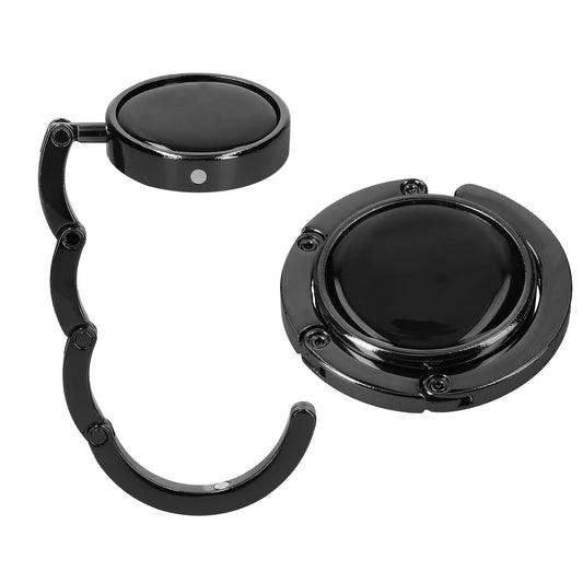 kwmobile 2 Porte Sac à Main Table - Gadget Accroche Sac a Main pour Table Bureau - Support Crochet en Métal Pliable - noir