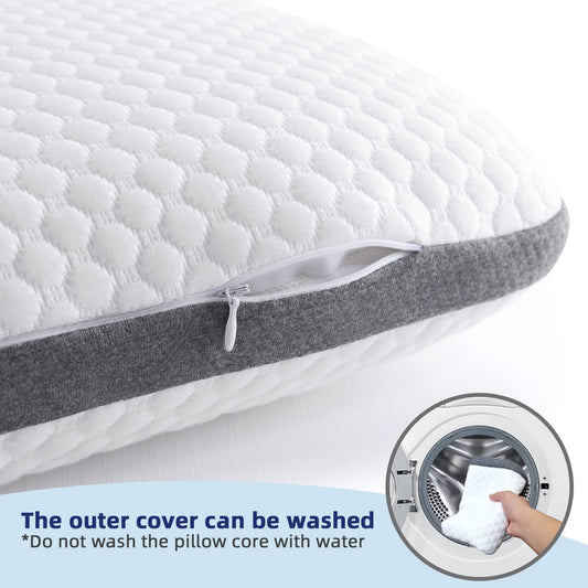 NOFFA Oreiller Ferme Epais Memoire Forme | Rectangulaire 40x60 | Oreiller Dur Plat Confort du Sommeil | Coussin Orthopédique Cervicale Viscoelastique - Housse Lavable