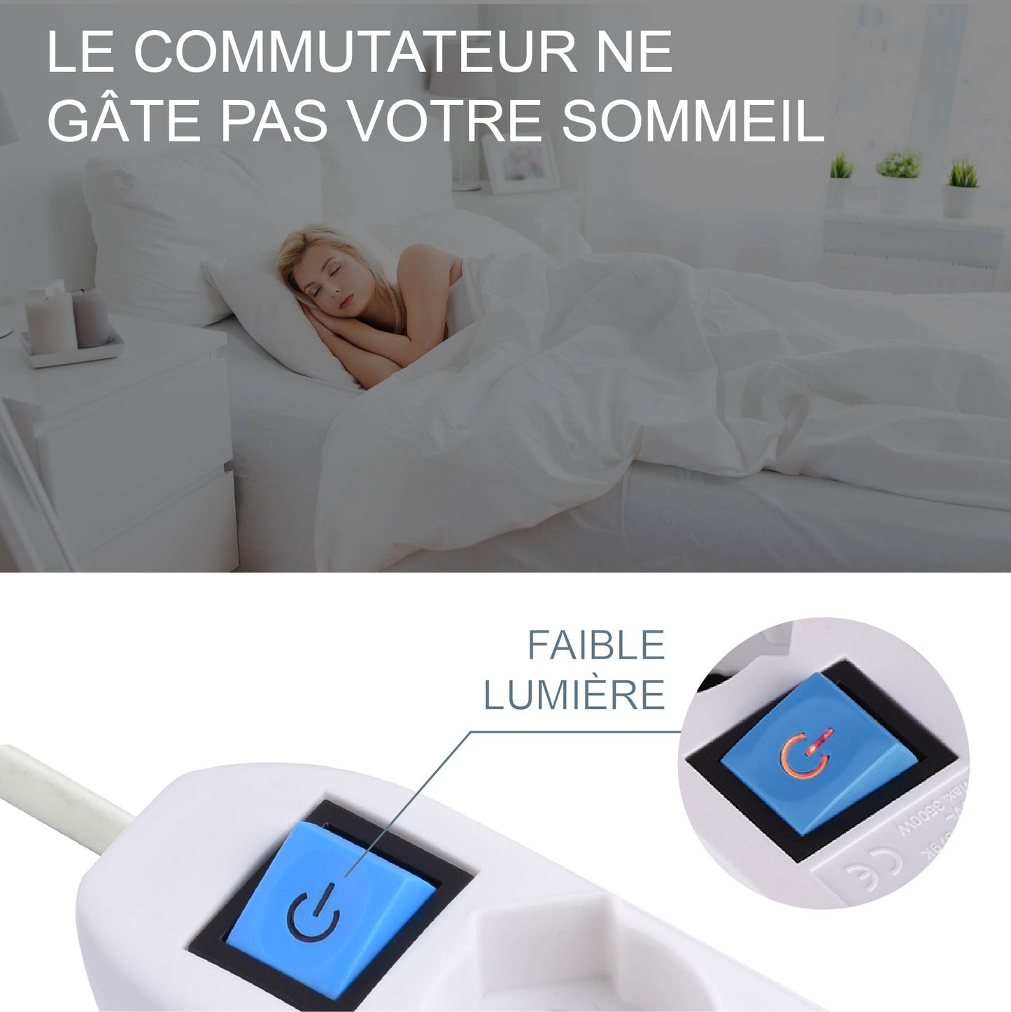 Electraline 32055 Bloc Multiprise 8 Prises avec interrupteur - câble 1,5 m