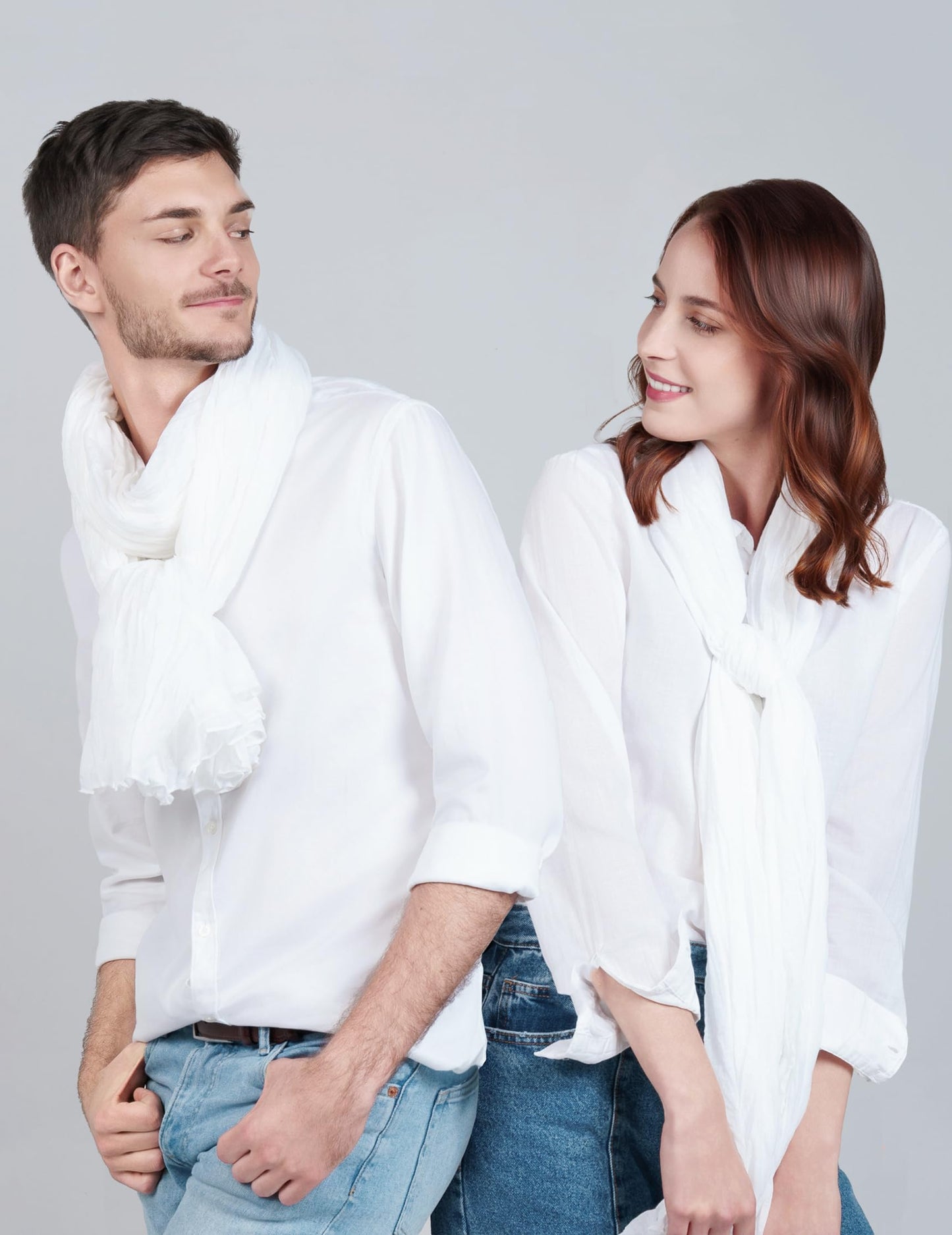 ALLEE DU FOULARD - Cheche, Écharpe, Chale Premium - Blanc - 100% Coton - Taille 200 X 110 CM - Chèche Femme et Homme - Plus De 50 coloris Unis