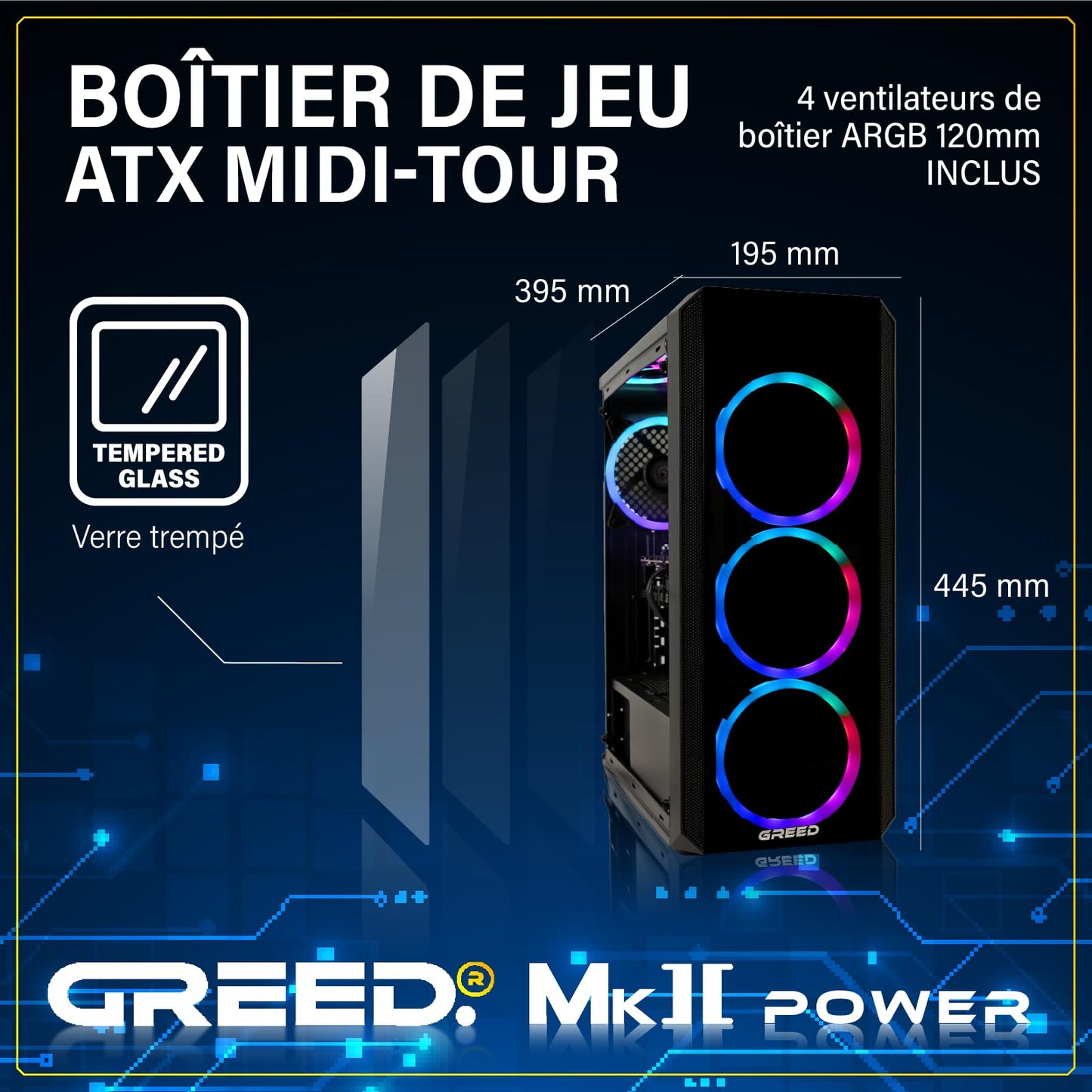 Greed®MK2 Power - High End PC Gamer - Intel Core i7 12700F + Nvidia Geforce RTX 5060Ti 16GB - Ordinateur RGB Ultra Rapide + PC Gaming 4K Raytracing avec 4,9 GHZ - 32 GB RAM - 1TB SSD - WLAN + W11 Pro