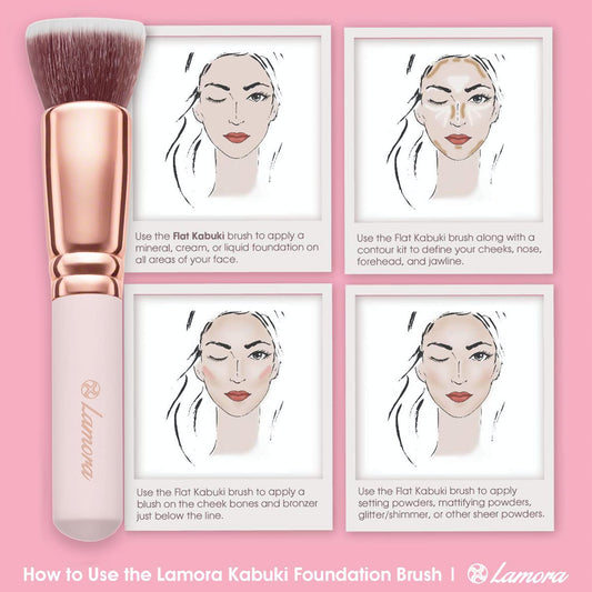 Pinceau Fond de Teint Professionnel Kabuki pour Maquillage du Visage - Parfait Pour le Mélange Liquide, Crème ou Poudre Cosmétique Sans Défaut - Polissage, Pointillé - Poils Denses, Synthétiques