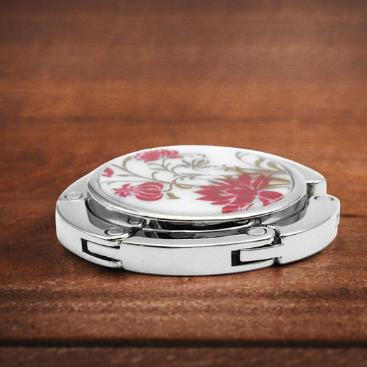 FGXY Ensemble De 4 Cintres Pliants Pour Sacs à Main, Lot De Cintres Ronds, Accroche-Sac Portable Crochet, Crochet De Sac à Main Pliable, Motifs Assortis Round, Pour Cintres Table (Fleurs)