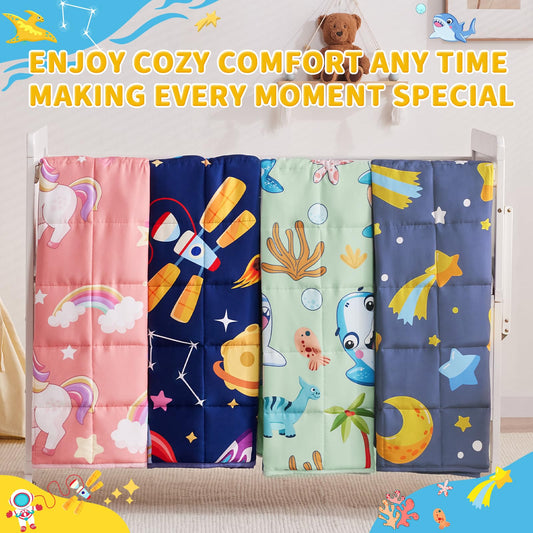 anfie Couverture lestée pour enfants (127 x 152,4 cm, 4,5 kg) – Couverture respirante avec perles de verre de qualité supérieure (requin vert)