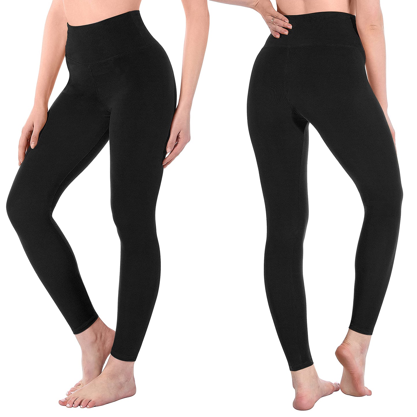 SINOPHANT Legging Femmes Pantalon de Sport, Jegging Taille Haute Femme Yoga Opaque Doux Grande Taille(#1 pièces noir,L-XL)