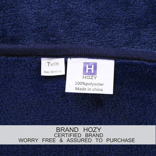 HOZY Plaid Couverture Polaire 220x240cm Bleu Fonce Doux et Chaude - 350GSM Couverture de Lit 2 Personnes et Plaid Canapé Flanelle - Réversible Double Face