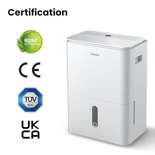 COMFEE' Déshumidificateur 2-EN-1,Elimine l'humidité jusqu'à 16L-Jour, Purification d'air avec ioniseur, 4 Modes, Fonction Air Swing, Contrôle APP, Idéal pour pièces de 29-44㎡, Easy Dry 16