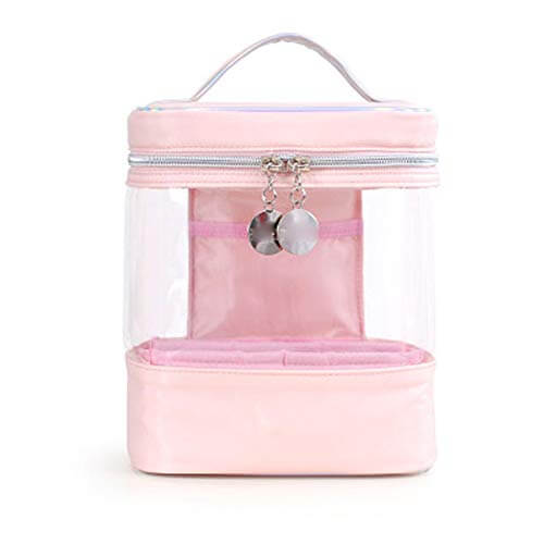 Trousse de toilette de voyage - Grande capacité - Trousse de maquillage transparente - Sac de rangement pour femme (couleur : rose)