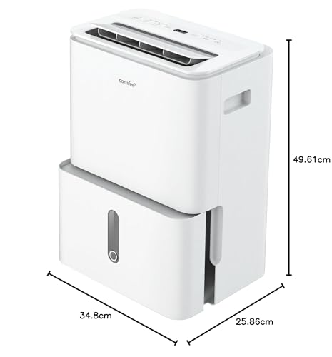 COMFEE' Déshumidificateur 2-EN-1,Elimine l'humidité jusqu'à 16L-Jour, Purification d'air avec ioniseur, 4 Modes, Fonction Air Swing, Contrôle APP, Idéal pour pièces de 29-44㎡, Easy Dry 16