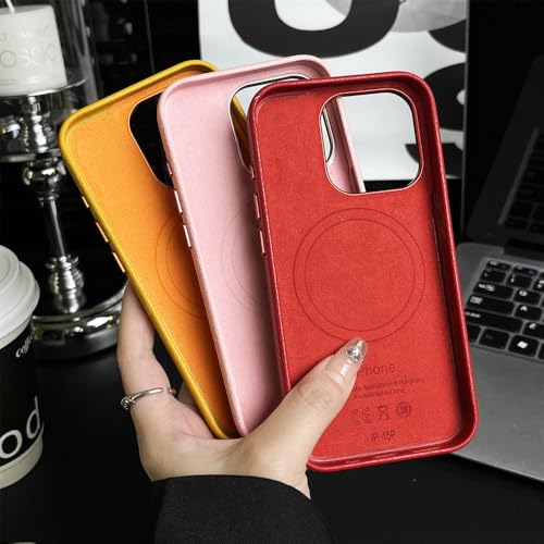 NUZIXINXW Étui en Cuir Souple pour iPhone 14 Pro Max, Coque arrière de Chargement magnétique en Cuir pour iPhone 13 Pro Max, Rouge, pour iPhone15ProMAX