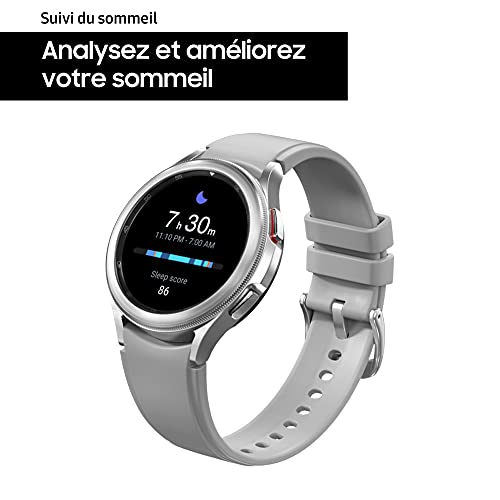 Samsung Galaxy Watch4 Classic 4G 42 mm, noir - Montre connectée intelligente, lunette tournante, santé, bien-être, sport, IMC, ECG – Version FR