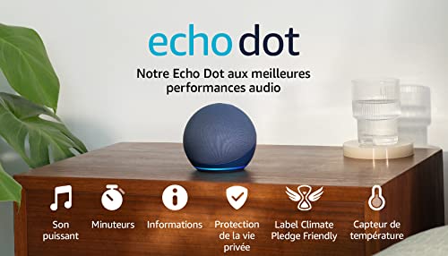 Echo Dot (Nouvelle génération) | Enceinte connectée Bluetooth et Wi-Fi au son puissant encore plus imposant, avec Alexa | Bleu marine