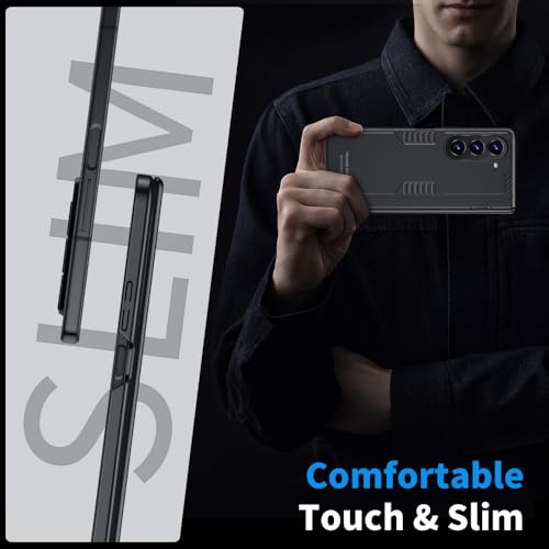 Coque Armure Antichoc pour Samsung Galaxy Z Fold 5 4 avec Protection de Charnière de Béquille Cachée Étui Robuste Protecteur d'écran Intégré, Rouge, pour Samsung Z Fold 4