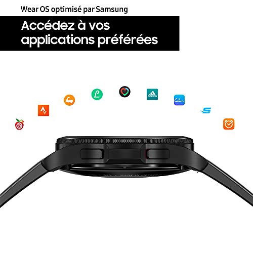 Samsung Galaxy Watch4 Classic 4G 42 mm, noir - Montre connectée intelligente, lunette tournante, santé, bien-être, sport, IMC, ECG – Version FR