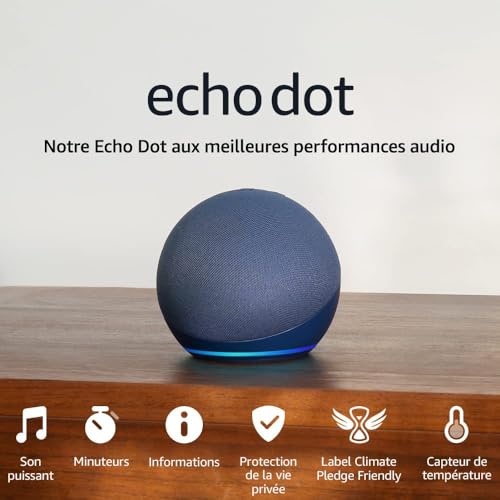 Echo Dot (Nouvelle génération) | Enceinte connectée Bluetooth et Wi-Fi au son puissant encore plus imposant, avec Alexa | Bleu marine