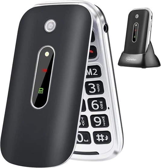 Melefon Téléphone Portable à Clapet pour Senior avec Bouton SOS,Touches d'Appel Rapide - Le pour Vos Parents
