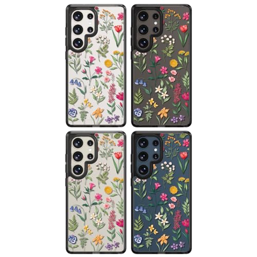Rosarnnah Compatible avec Samsung Galaxy Ultra Coque mignonne esthétique – Durable antichoc de 2 m – Coque de téléphone avec motif de fleurs naturelles amusantes et tendance de 6,8 pouces, noir