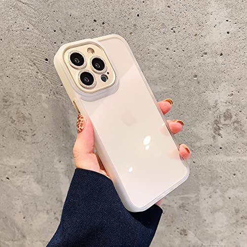 ALLUPS Coque de téléphone à Paillettes électrolytiques Scintillantes avec Strass de Luxe pour iPhone 13 12 Mini 11 Pro XR X XS Max 7 8 Plus SE2020 Couverture Souple, Or Blanc, pour 12 Pro Ma
