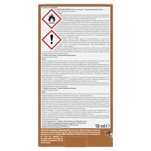 Glade Sense & Spray Diffuseur à Détection de Mouvement - Infusé Aux Huiles Essentielles - Jusqu'à 2 Mois de Parfum - Sensual Sandalwood & Jasmine - 1 Diffuseur + 1 Recharge