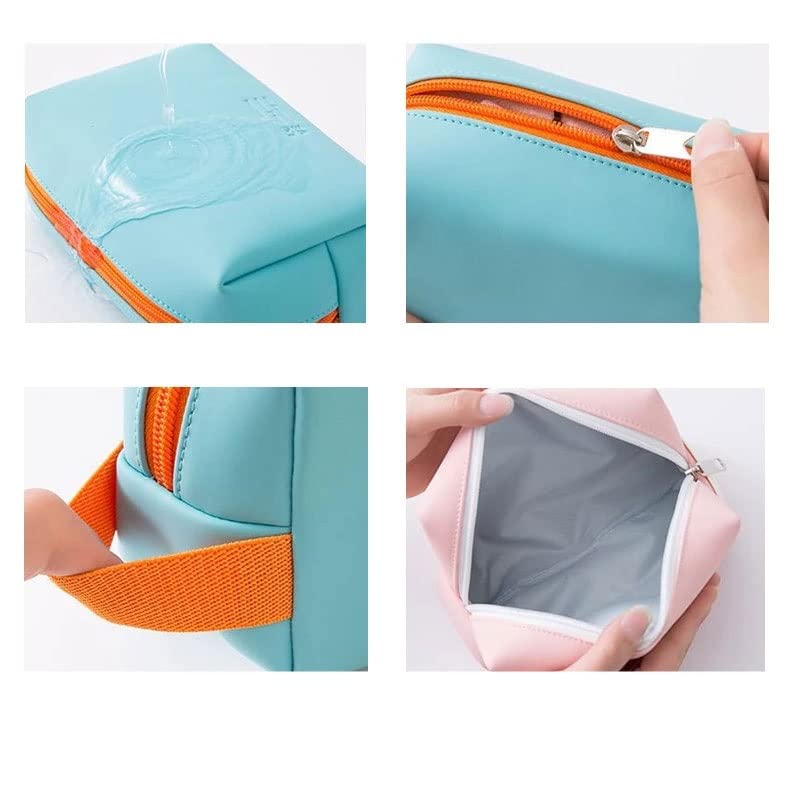 XFZJCHAP Trousse à cosmétiques en Cuir pour Femme, Mini Trousse de Maquillage, Trousse de Toilette Portable étanche, fourre-Tout pour Fille, Trousse de beauté (Couleur : Blanc-Dinosaure Doodle4)