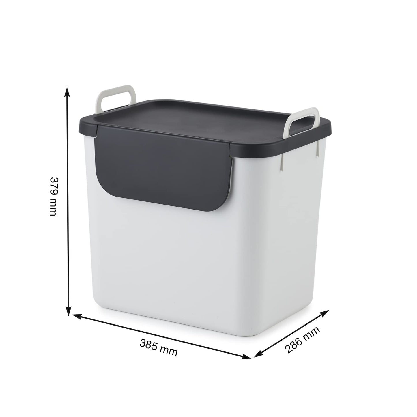 Jive Mülltrennsystem Set Set de 3 poubelles de tri 30l pour la cuisine, Plastique (PP recyclé), gris foncé/blanc/turquoise, 3 x 30l (39.8 x 29.8 x 50.1 cm)