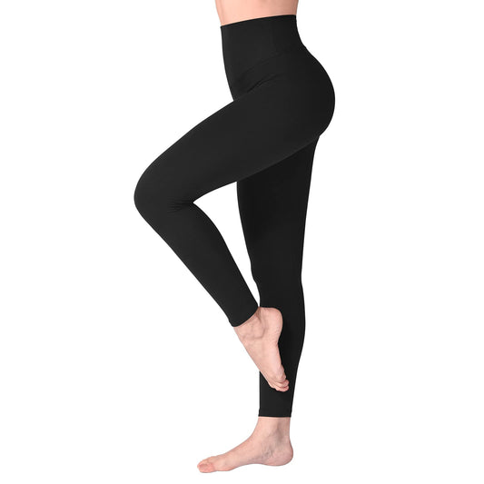 SINOPHANT Legging Femmes Pantalon de Sport, Jegging Taille Haute Femme Yoga Opaque Doux Grande Taille(#1 pièces noir,L-XL)