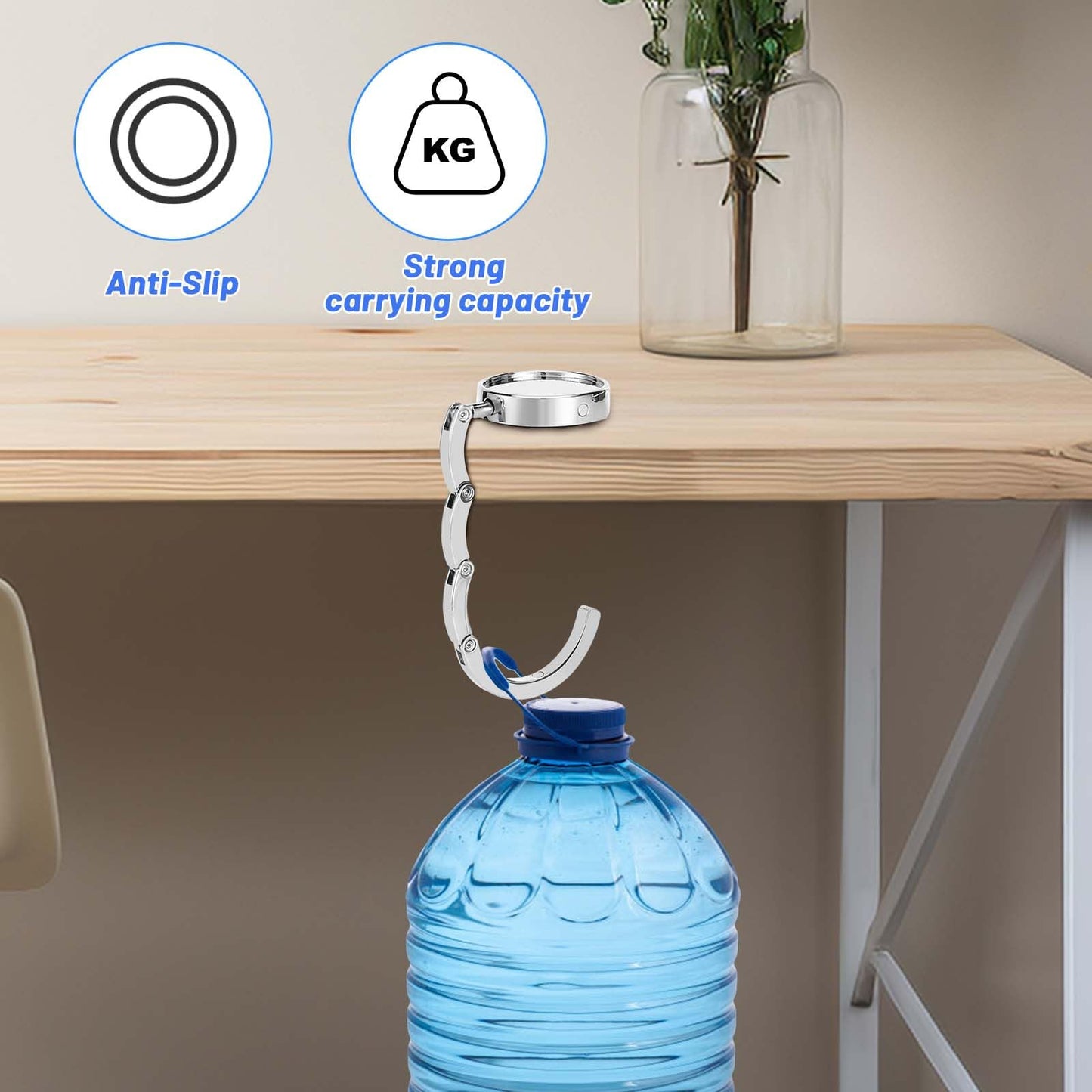 Collazoey 2x Crochet de sac à main, Accroche sac pliable en métal Anti-dérapant pour table ou Bureau suspension sac à main, Petits Objets