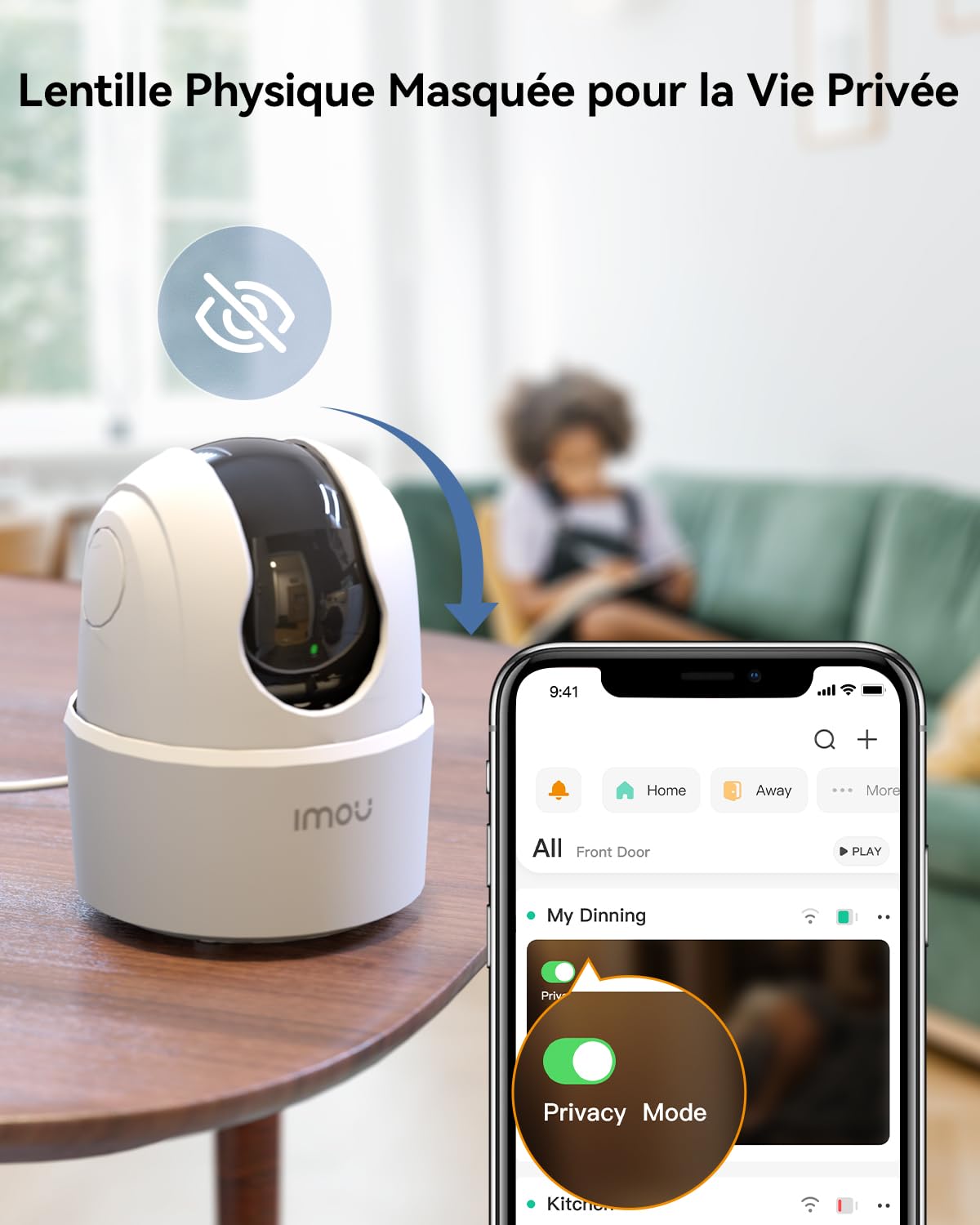 Imou 2K(3MP) Caméra Surveillance WiFi Intérieure Caméra 360° Connectée Smartphone avec Détection Humaine AI Suivi Intelligent Sirène Audio Bidirectionnel Compatible Alexa pour Bébé/Animaux
