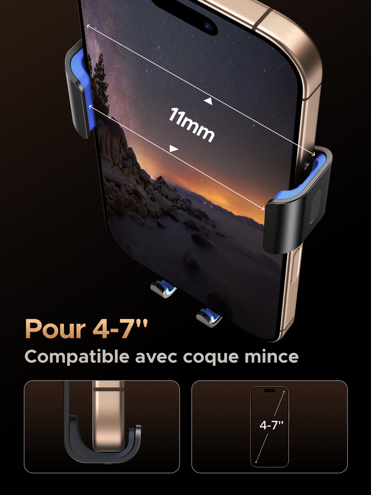 UGREEN Support Téléphone Voiture Gravité Grille Aération Porte Smartphone Voiture Ventilation Accroche Téléphone Auto Compatible avec iPhone 17 Pro Max Air 16 15 14 Galaxy S25 Ultra S24 (Gris)