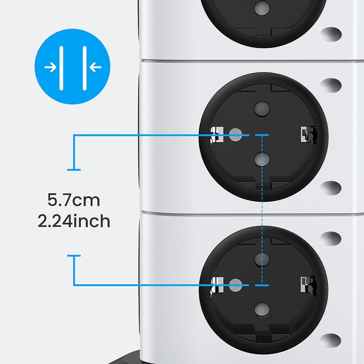 Acodot Multiprise Electrique, 12 Compartiments Multiprise avec USB, Multi Prise de Protection Contre Les Surtensions Tower avec 4 Interrupteurs, Veilleuse Design Originale et USB-A, USB-C Câble 3M
