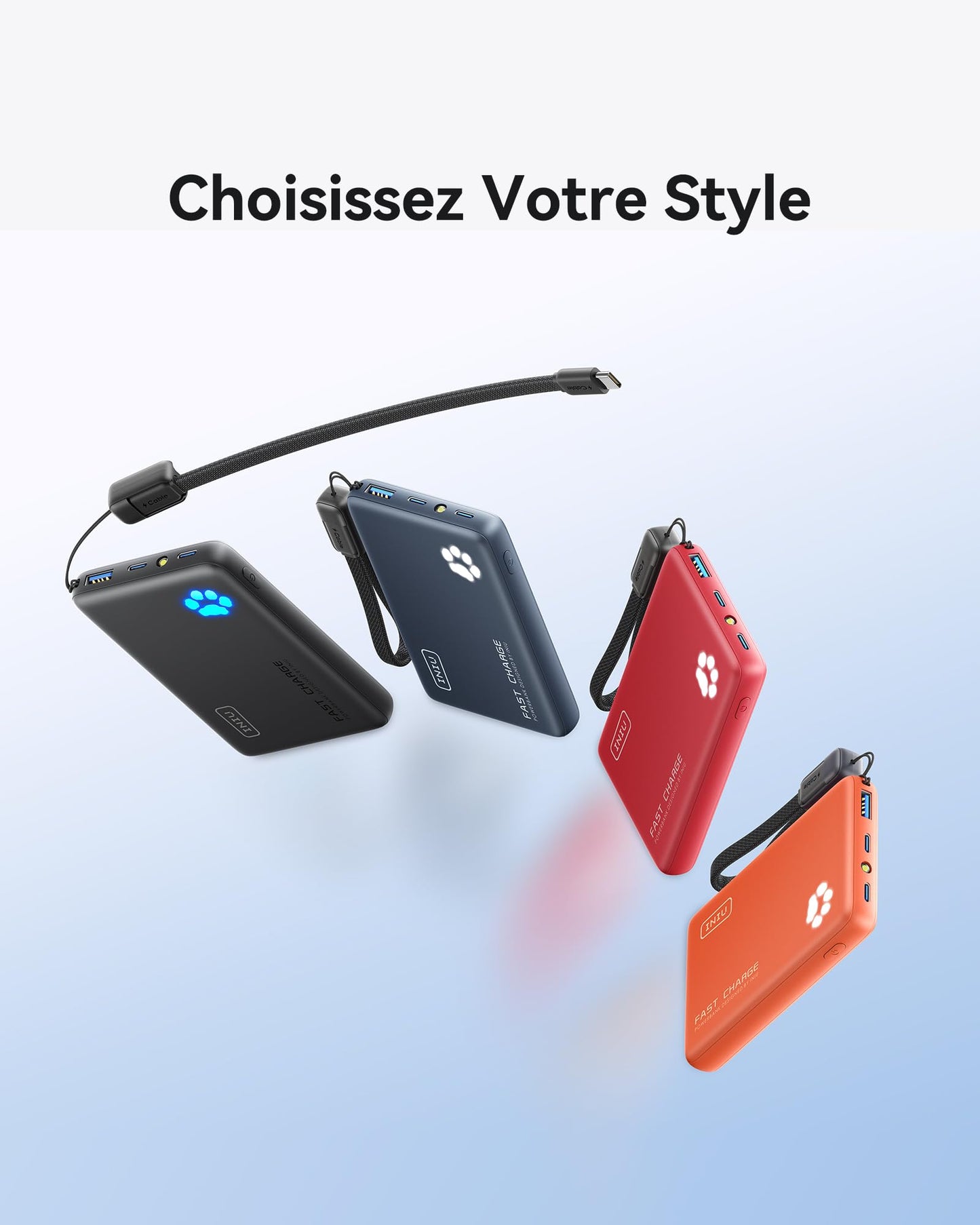 INIU Batterie Externe, 45W PD3.0 Le Plus Léger Power Bank 10000mAh, Batterie Portable USB C Input & Output Charge Rapide Powerbank Compatible avec iPhone 17 16 15 Pro Max Plus Samsung iPad Pro etc