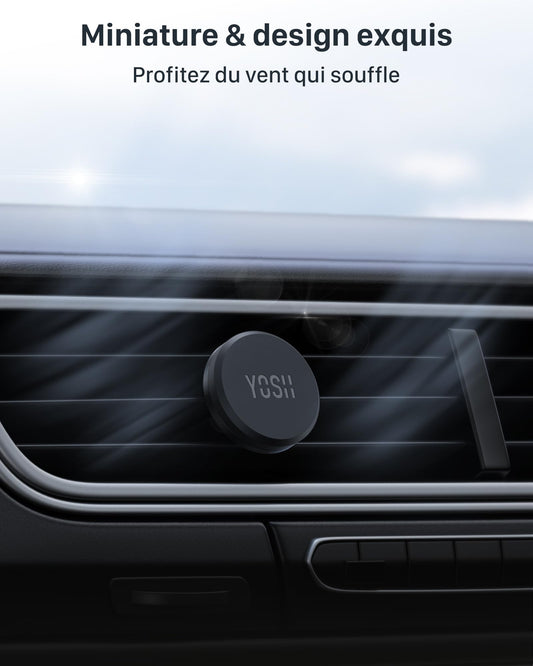 YOSH Support Telephone Voiture Magnetique, [Magnétisme Puissant] Porte Téléphone Voiture Aimanté pour iPhone 16 15 14 Pro Max Plus, Samsung Huawei Xiaomi & Android Smartphone [avec Plaque de métal]