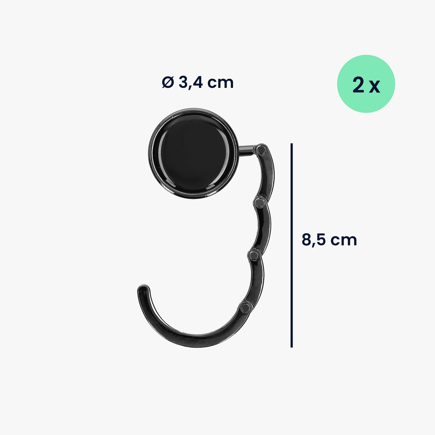 kwmobile 2 Porte Sac à Main Table - Gadget Accroche Sac a Main pour Table Bureau - Support Crochet en Métal Pliable - noir