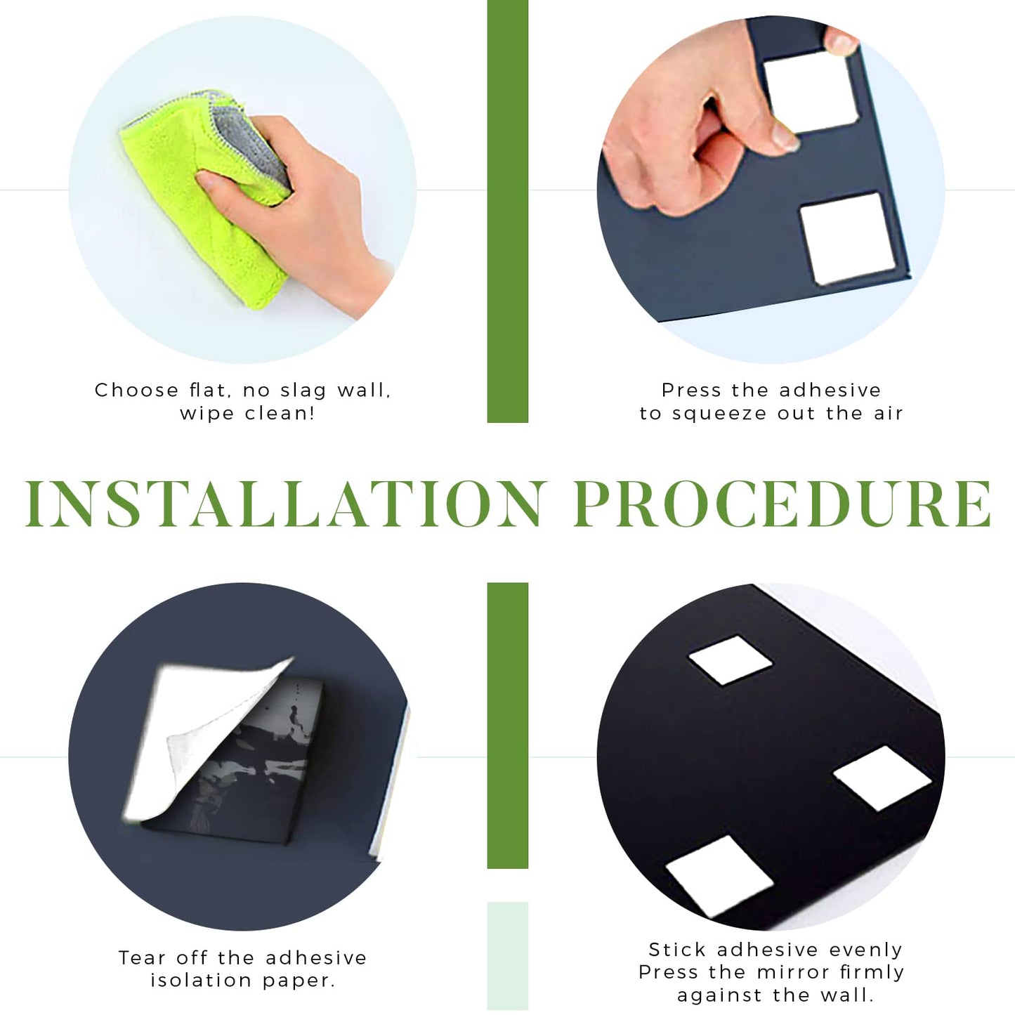 Sqinor Miroir Mural Rectangulaire, Miroir Adhesif Mural, Grand Miroir Rectangulaire Long Autocollant Verre Miroir Mural pour Chambre Salon Porte 35x35 cm