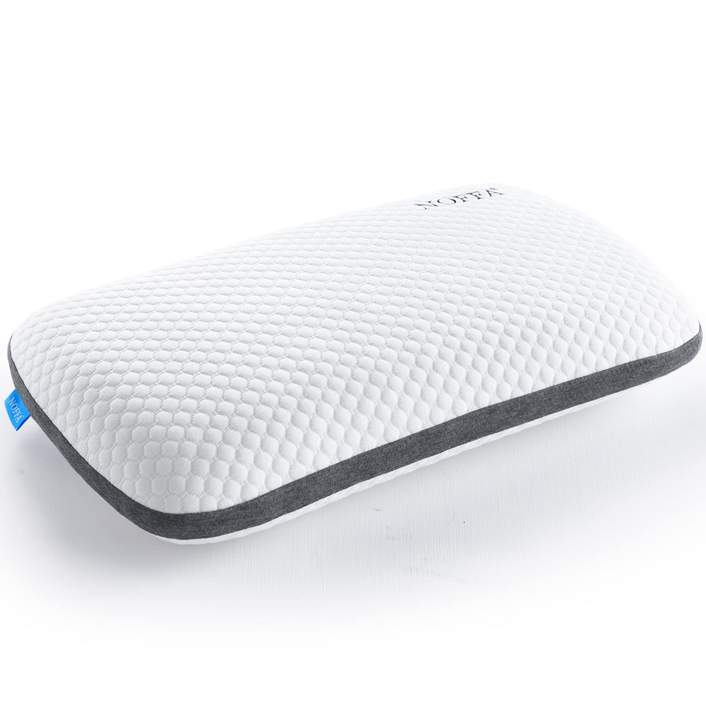 NOFFA Oreiller Ferme Epais Memoire Forme | Rectangulaire 40x60 | Oreiller Dur Plat Confort du Sommeil | Coussin Orthopédique Cervicale Viscoelastique - Housse Lavable