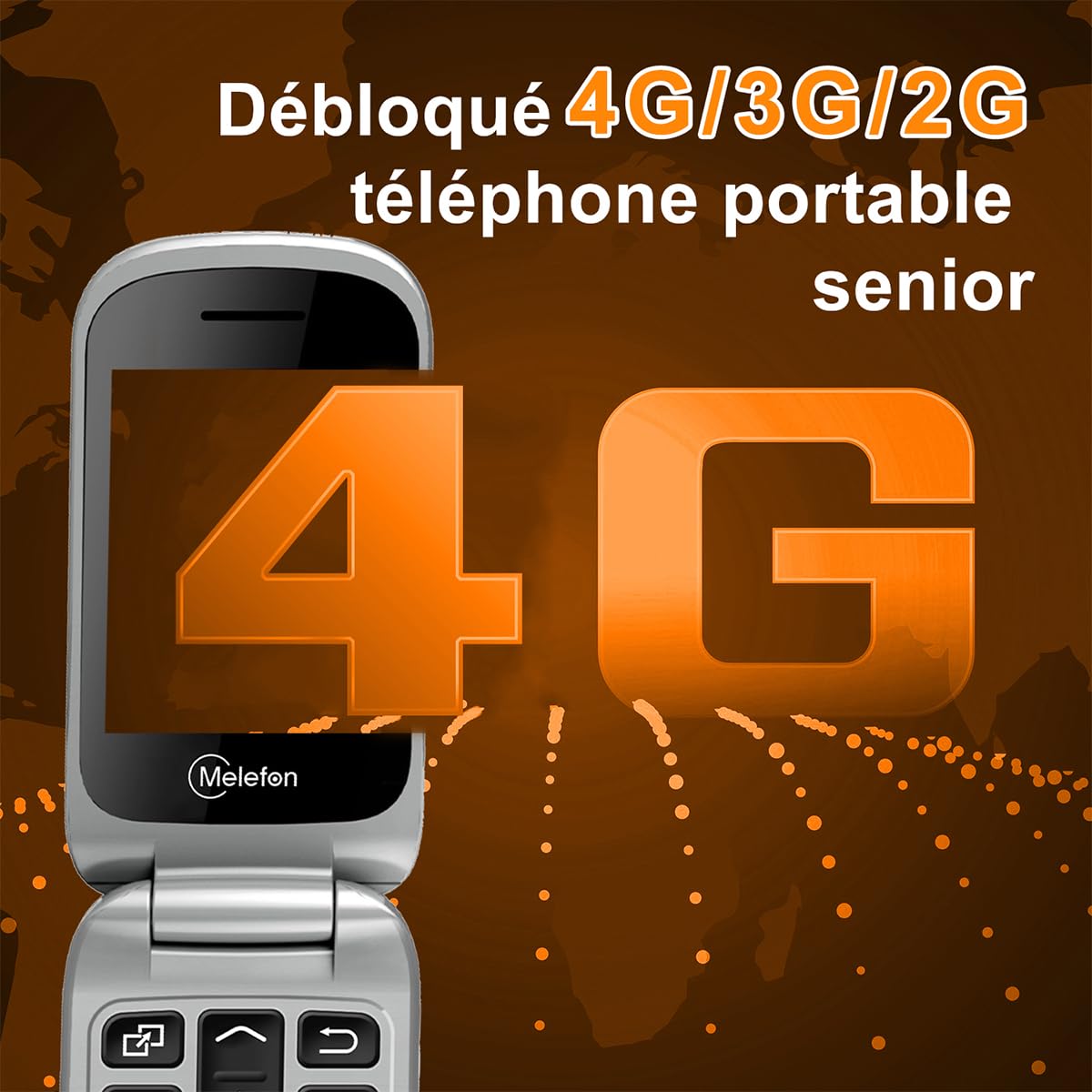 Melefon Téléphone Portable à Clapet pour Senior avec Bouton SOS,Touches d'Appel Rapide - Le pour Vos Parents