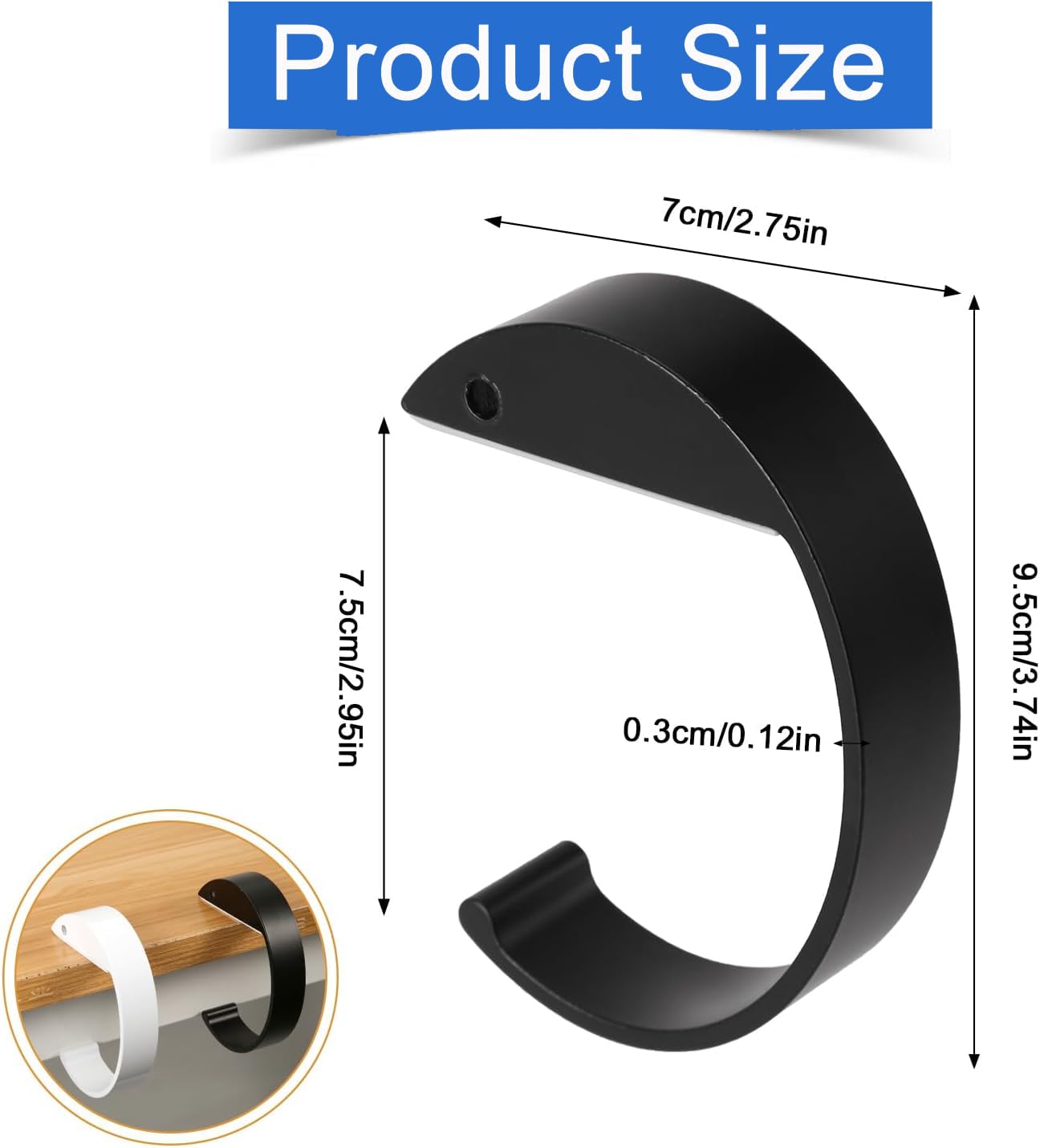 Yuandream Crochet de sac à main, 3 Pièces Supports de Sac pour Table, En forme de C, Porte Sac Métal, Accroche Sac a Main pour Table, pour Sacs à Main au Bureau, au Restaurant, Cintre