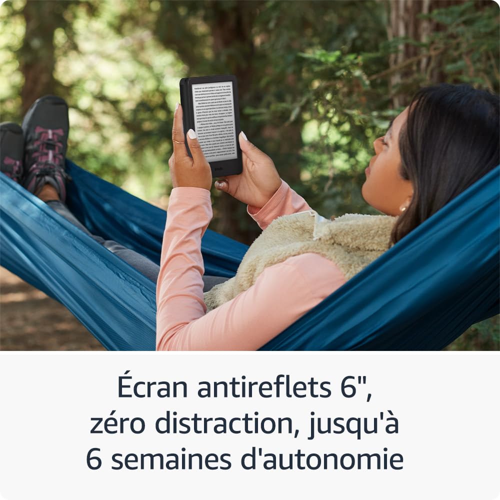 Amazon Kindle (16 Go) | Le plus léger et compact, avec écran antireflets, changements de page plus rapides, éclairage avant réglable et longue autonomie | Sans publicités | Noir