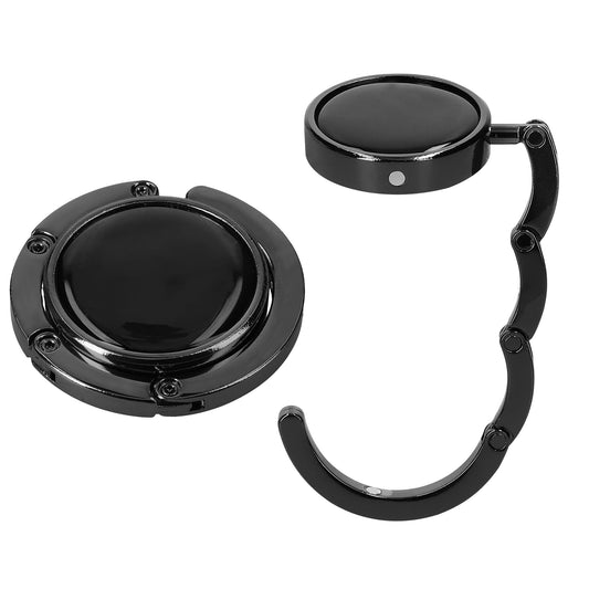 kwmobile 2 Porte Sac à Main Table - Gadget Accroche Sac a Main pour Table Bureau - Support Crochet en Métal Pliable - noir