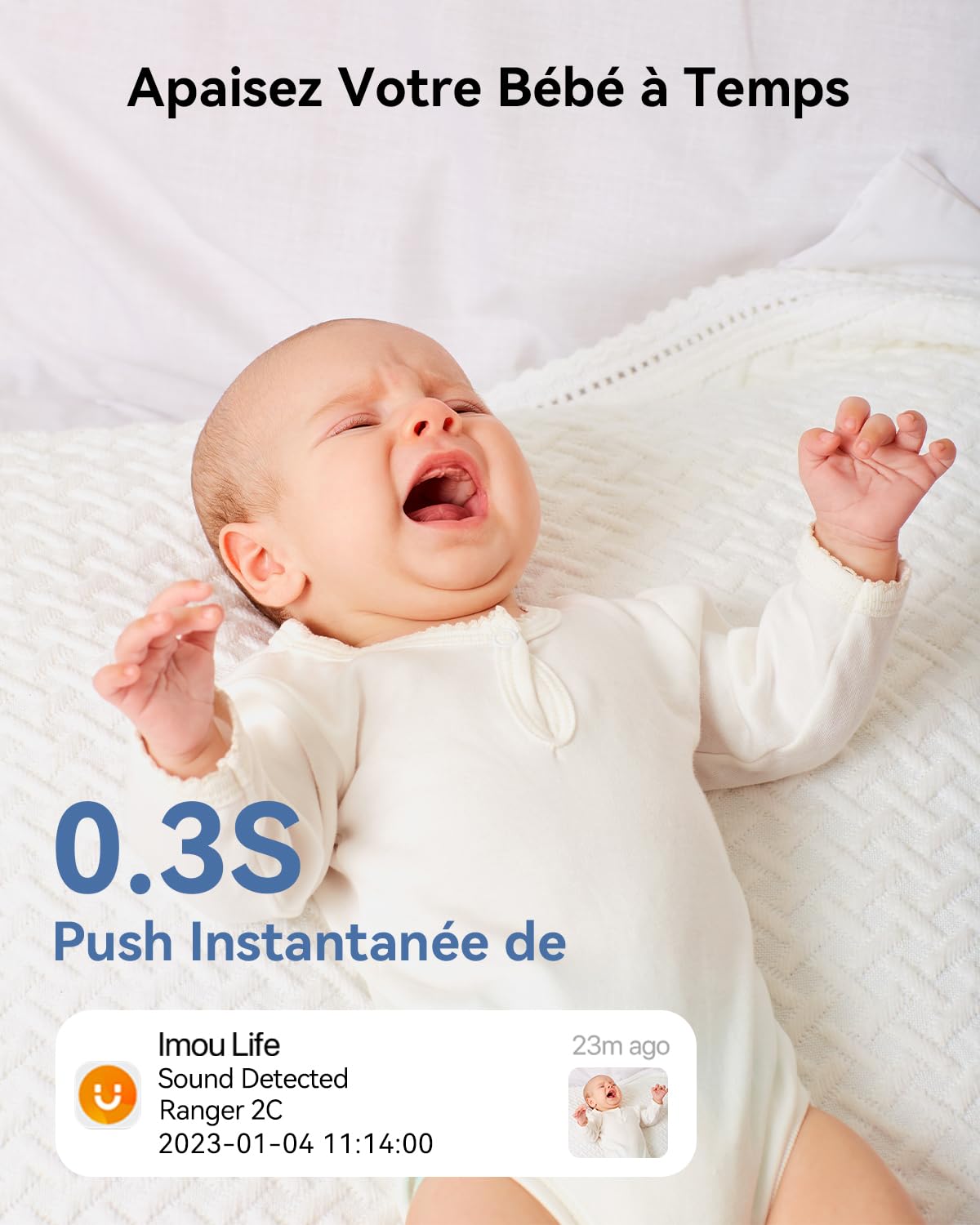 Imou 2K(3MP) Caméra Surveillance WiFi Intérieure Caméra 360° Connectée Smartphone avec Détection Humaine AI Suivi Intelligent Sirène Audio Bidirectionnel Compatible Alexa pour Bébé/Animaux