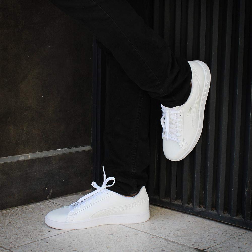 PUMA Puma Smash v2 L Baskets Mixte, Puma Blanc Puma Blanc, 42.5 EU