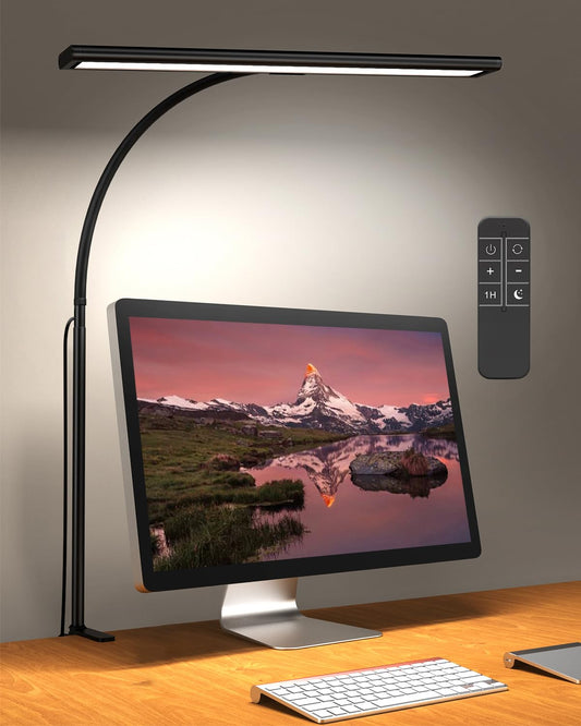 iFalarila 160 LED Lampe de Bureau avec Télécommande, Lampe de Table Plus Lumineuse Lampe de Lecture Flexible à 360° avec Adaptateur USB pour le Travail, l'étude ou la Lecture-70CM