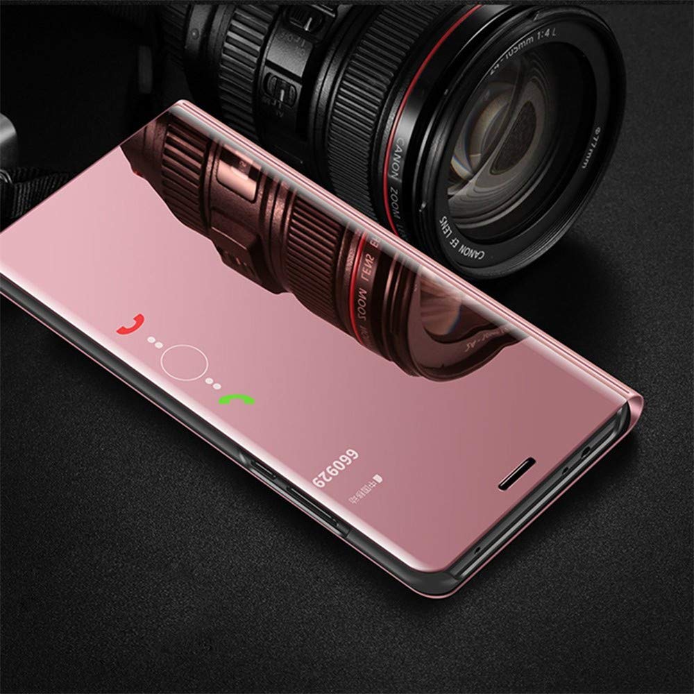 IMEIKONST Samsung Galaxy S9+ Etui Bookstyle Miroir Makeup Smart View Stand Protecteur Housse Coque Etui à Rabat Coque pour Samsung Galaxy S9 Plus Flip Mirror: Rose Gold QH