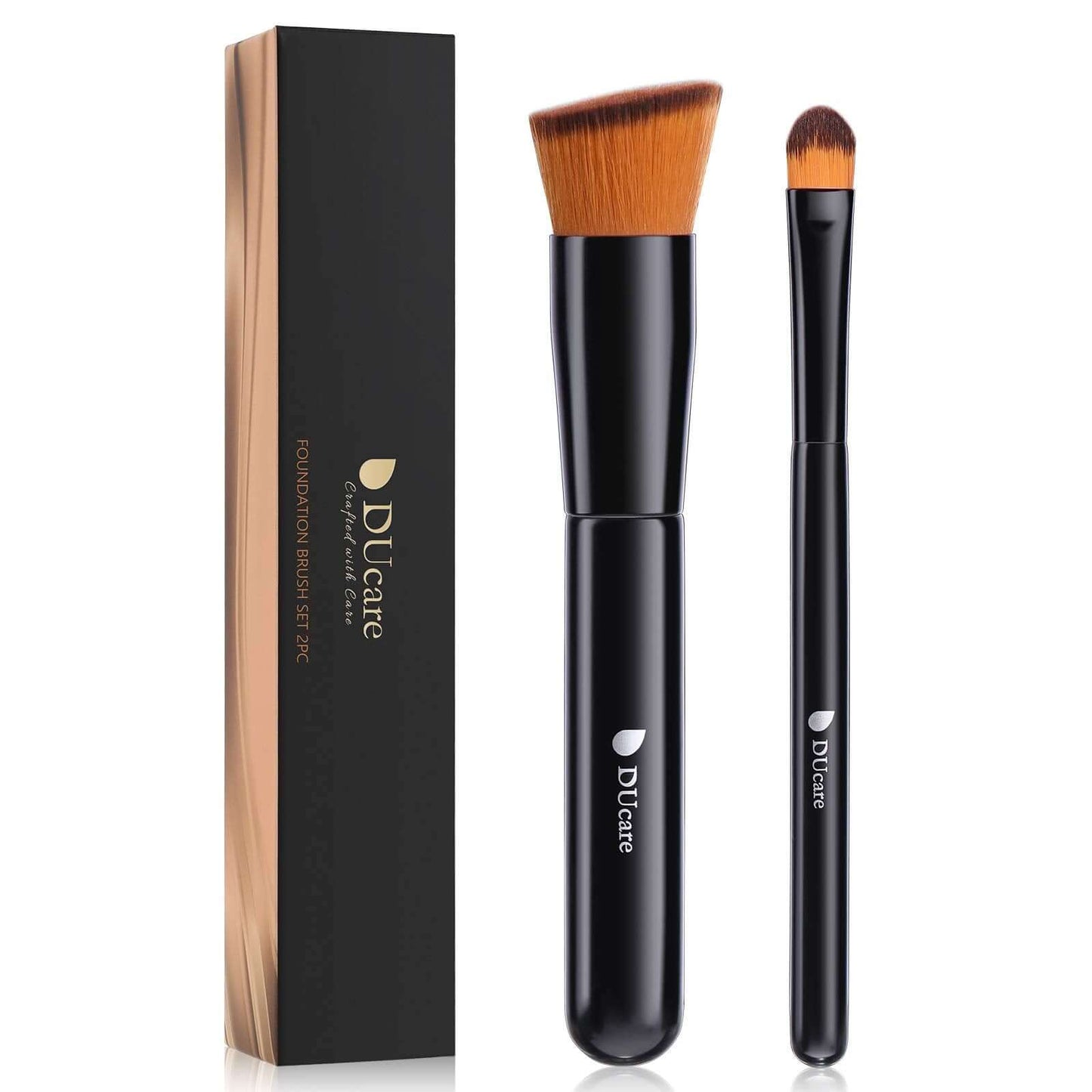 DUcare Lot de 2 pinceau fond de teint pinceaux à fond de teint et anti-cernes pinceau Kabuki synthétiques professionnels pinceaux maquillages pour le mélange liquide,crème ou poudre