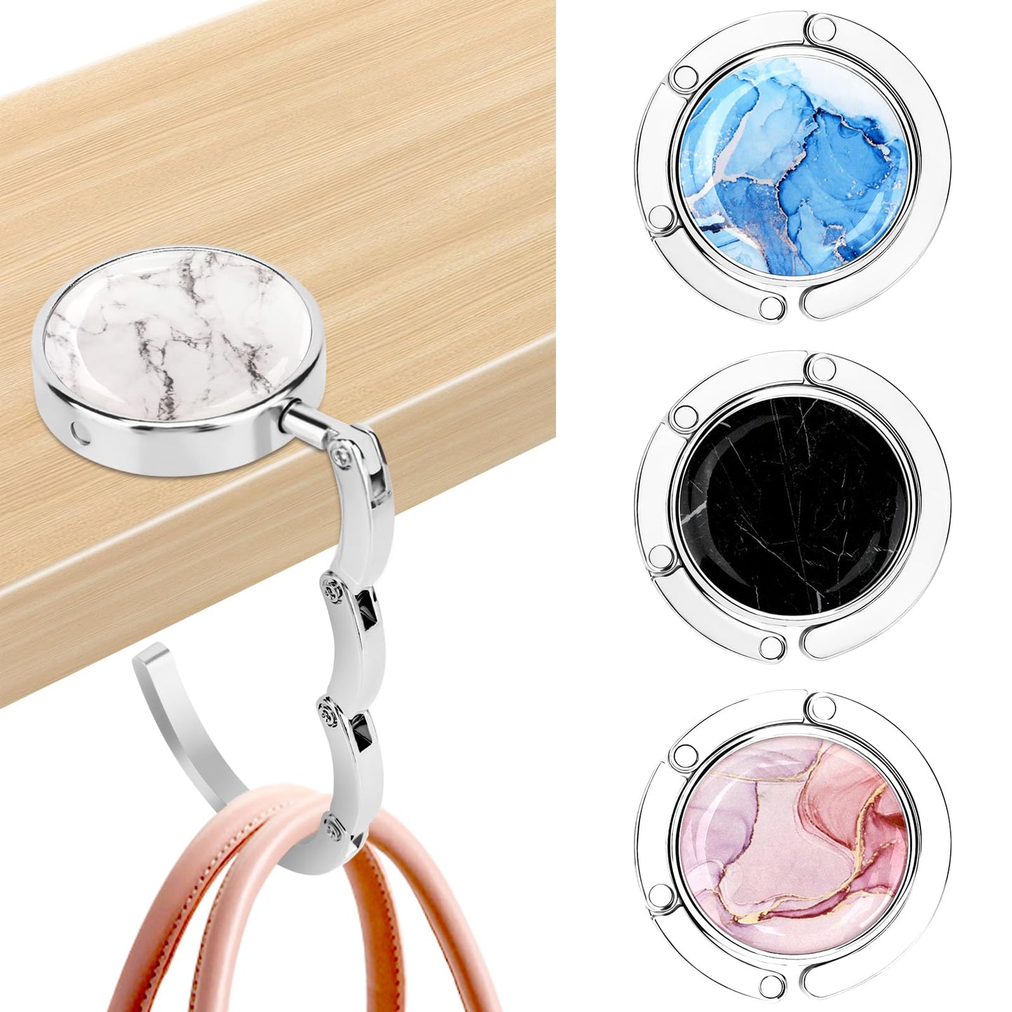 Zikenis Lot de 4 supports de sac à main de table - Antidérapants - Pliable - Pour sacs à main dans le bureau, le restaurant, le marbrure