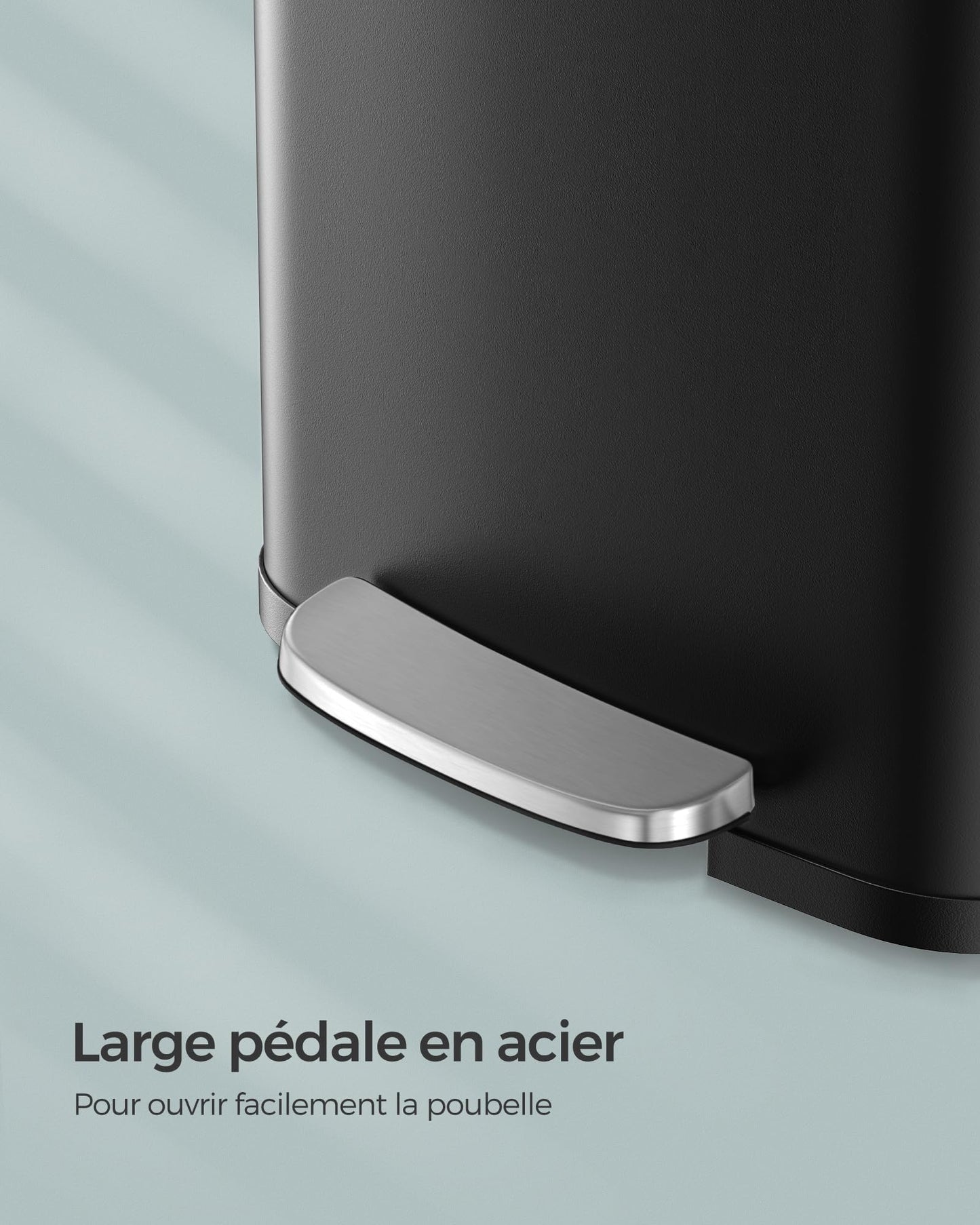 SONGMICS Poubelle de Cuisine, 50L, Poubelle à Pédale en Métal avec Couvercle, Grande et Haute, Noir LTB530B5002