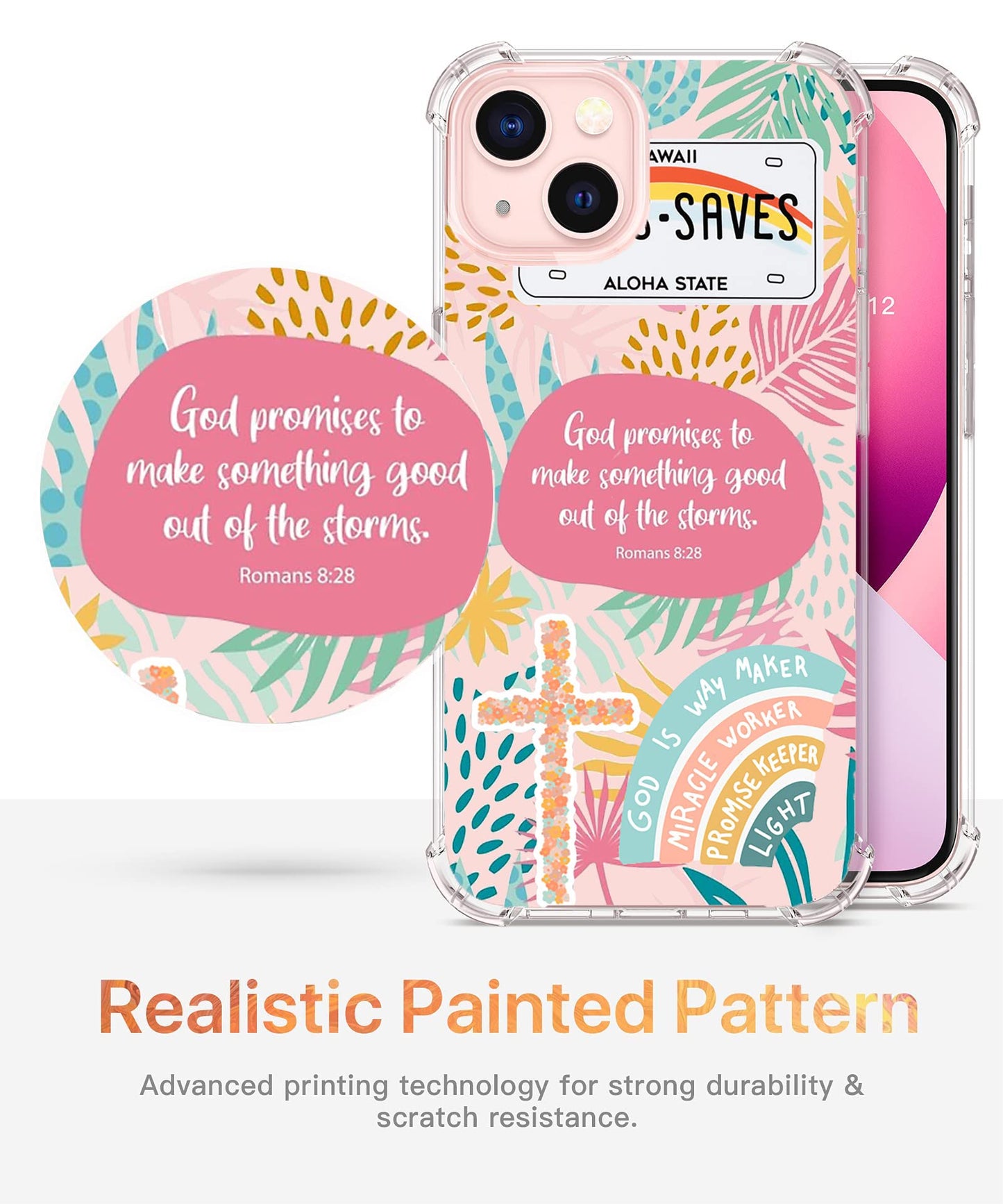 Vesidurt Jesus God Coque transparente pour iPhone 14 avec citations de positivité chrétienne, coque de protection tendance en TPU souple compatible avec iPhone 14